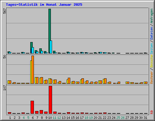 Tages-Statistik im Monat Januar 2025